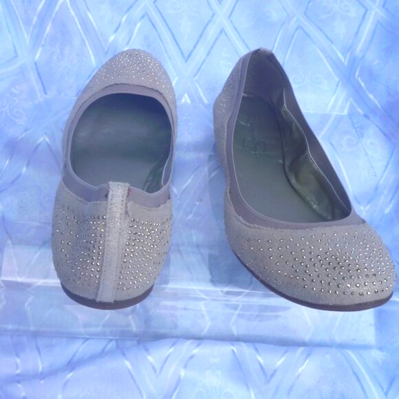 New Jessica Simpson 9.5 Sandaze Ballet Flat Gold Crystals Elastic Sparkle - Picture 3 of 14